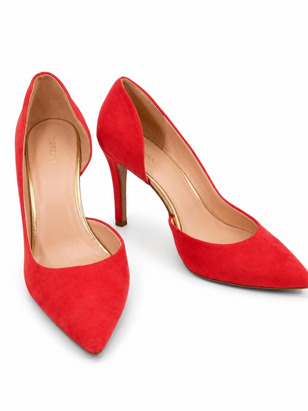 Orange Suede Pointed-Toe Stiletto Heels